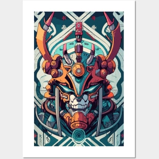 Mecha Oni Samurai Mask Posters and Art